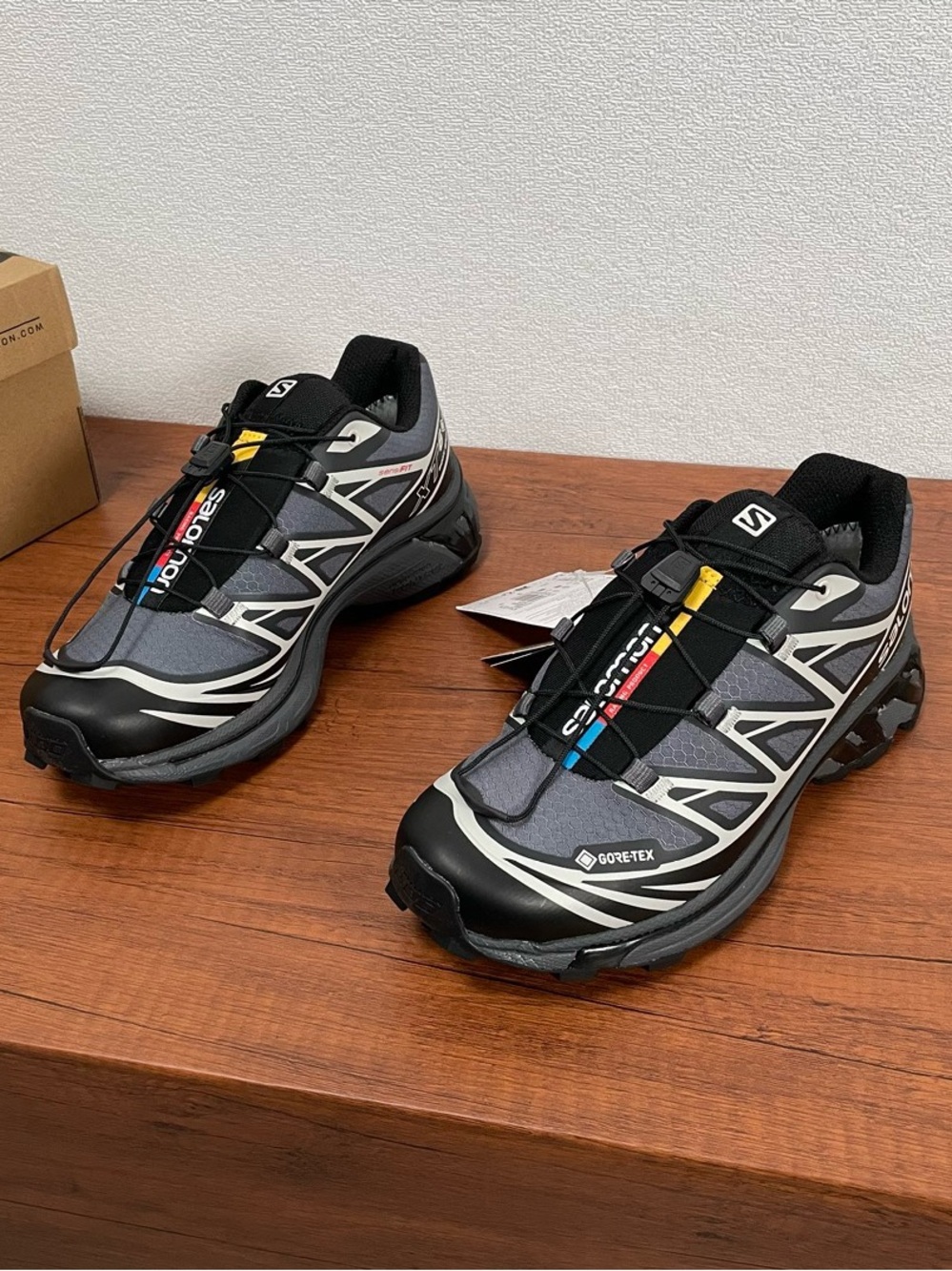 Salomon XT-6 GTX Black Grey Waterproof Gore-Tex Trail Running Shoes